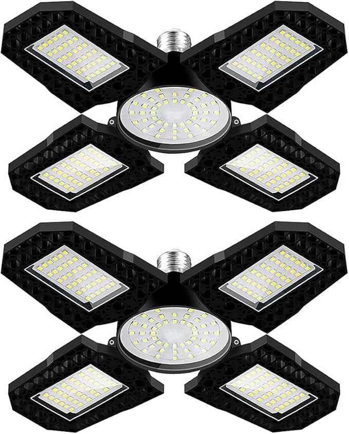 2 件装 led 车库灯,100w 可变形的 led 商店灯,带 e26/e27 中型底座